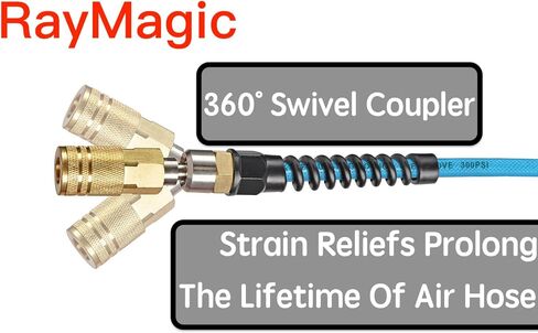 Air Compressor Hose 1/4 Inch x 100 Feet Flexible Reinforced Polyurethane (PU) Air Hose 300PSI with Brass Fittings, Strain Reliefs, 1/4" 360 Swivel Coupler and Plug,1PCS Safety Coupler in Saudi Arabia