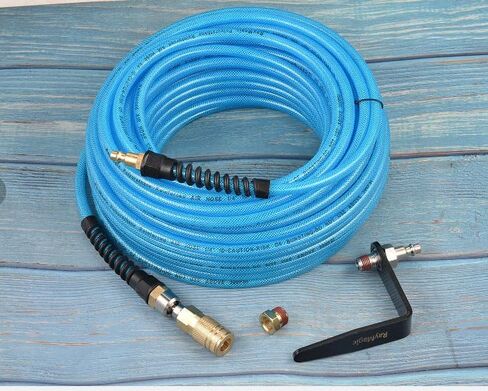 Air Compressor Hose 1/4 Inch x 100 Feet Flexible Reinforced Polyurethane (PU) Air Hose 300PSI with Brass Fittings, Strain Reliefs, 1/4" 360 Swivel Coupler and Plug,1PCS Safety Coupler in Saudi Arabia