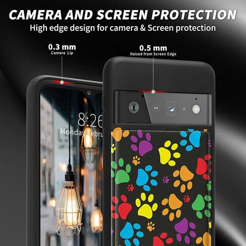 Case for Google Pixel 6 Pro with Card Holder Slot, PU Leather Wallet Kickstand Case, Double Magnetic Clasp and TPU Durable Shockproof Cover, Multicolor Dog Paw in Kuwait