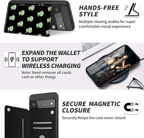 Case for Google Pixel 6 Pro with Card Holder Slot, PU Leather Wallet Kickstand Case, Double Magnetic Clasp and TPU Durable Shockproof Cover, Multicolor Dog Paw in Kuwait