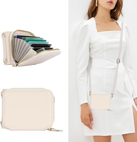 حافظة محفظة لهاتف Samsung Galaxy Z Flip 5 مع خاصية حجب RFID، حافظة هاتف Z Flip 5 مع حزام كروس وحامل بطاقات للنساء والفتيات من جلد البولي يوريثان Z Flip 5 محفظة واقية باللون الأبيض in Kuwait