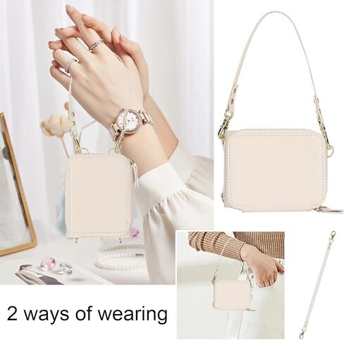 حافظة محفظة لهاتف Samsung Galaxy Z Flip 5 مع خاصية حجب RFID، حافظة هاتف Z Flip 5 مع حزام كروس وحامل بطاقات للنساء والفتيات من جلد البولي يوريثان Z Flip 5 محفظة واقية باللون الأبيض in Kuwait