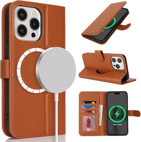 for iPhone 15 Pro Case Wallet with Card Holder,Compatible with Magsafe,15 Pro Wallet Case for Men Women,Leather Magnetic Stand Flip Cover-Black in Kuwait