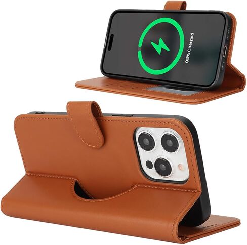 for iPhone 15 Pro Case Wallet with Card Holder,Compatible with Magsafe,15 Pro Wallet Case for Men Women,Leather Magnetic Stand Flip Cover-Black in Kuwait