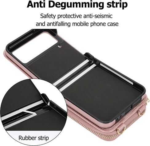 حافظة محفظة لهاتف Samsung Galaxy Z Flip 5 مع خاصية حجب RFID، حافظة هاتف Z Flip 5 مع حزام كروس وحامل بطاقات للنساء والفتيات من جلد البولي يوريثان Z Flip 5 محفظة واقية باللون الأبيض in Kuwait