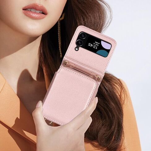 حافظة محفظة لهاتف Samsung Galaxy Z Flip 5 مع خاصية حجب RFID، حافظة هاتف Z Flip 5 مع حزام كروس وحامل بطاقات للنساء والفتيات من جلد البولي يوريثان Z Flip 5 محفظة واقية باللون الأبيض in Kuwait