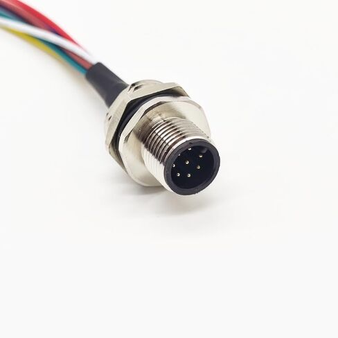 كابل موصل ذكر M12 8Pin، كابل تركيب خلفي مستقيم مشفر مقاوم للماء مقبس طيران ذكر كابل كهربائي غير محمي، وعاء مستشعر IP67 (0.5 متر) in Saudi Arabia