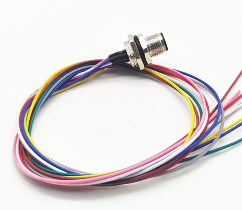 كابل موصل ذكر M12 8Pin، كابل تركيب خلفي مستقيم مشفر مقاوم للماء مقبس طيران ذكر كابل كهربائي غير محمي، وعاء مستشعر IP67 (0.5 متر) in Saudi Arabia