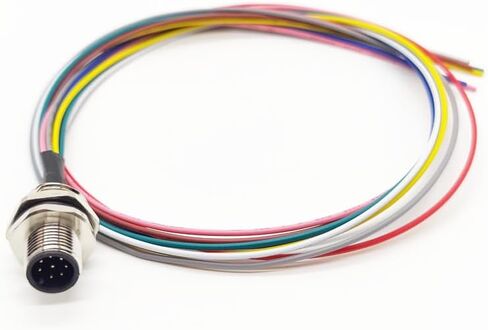 كابل موصل ذكر M12 8Pin، كابل تركيب خلفي مستقيم مشفر مقاوم للماء مقبس طيران ذكر كابل كهربائي غير محمي، وعاء مستشعر IP67 (0.5 متر) in Saudi Arabia