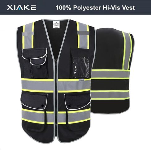XIAKE 9 Pockets Class 2 High Visibility Reflective Safety Vest for Men Women Work Construction Vest in Saudi Arabia