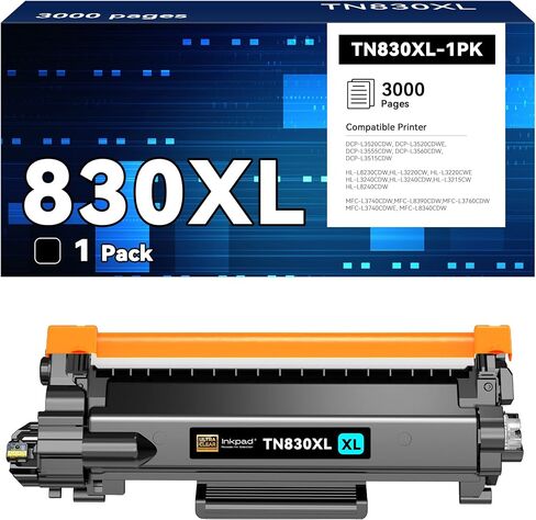 (with CHIP) TN830 TN830XL 830XL Toner Cartridges Replacement for Brother TN830XL,Print up to 3,000 Pages per Toner- Compatible with HL-L2400D HL-L2405W HL-L2460DW HL-L2460DWXL(2 Pack, Black) in Saudi Arabia