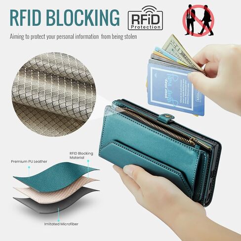 Asuwish Phone Case for Samsung Galaxy S24 Ultra 5G Zipper Wallet Cover with Tempered Glass Screen Protector and Leather Flip RFID Blocking Card Holder Cell S24Ultra 24S S 24 24Ultra Women Girls Green in Saudi Arabia