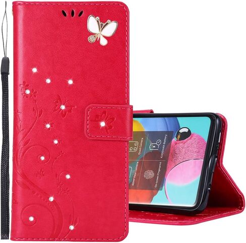 متوافق مع حافظة سامسونج جالاكسي S21 اللامعة مع حامل البطاقات، حافظة هاتف بمحفظة قلابة للنساء، حافظة واقية مضادة للصدمات على شكل فراشة كريستالية لهاتف سامسونج جالاكسي S21 5G، ذهبي وردي GY in Kuwait