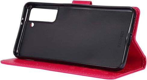 متوافق مع حافظة سامسونج جالاكسي S21 اللامعة مع حامل البطاقات، حافظة هاتف بمحفظة قلابة للنساء، حافظة واقية مضادة للصدمات على شكل فراشة كريستالية لهاتف سامسونج جالاكسي S21 5G، ذهبي وردي GY in Kuwait