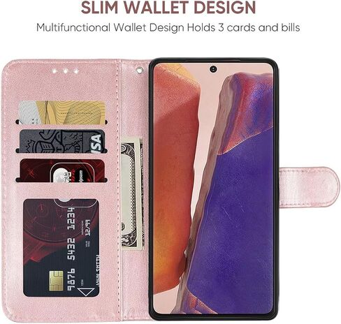 Case for Galaxy Note 20 5G Case, Samsung Note 20 SM-N981U Wallet Case with Tempered Glass Screen Protector, Leather Flip Credit Card Holder Stand Cover for Samsung Galaxy Note20 Rose Gold in Saudi Arabia