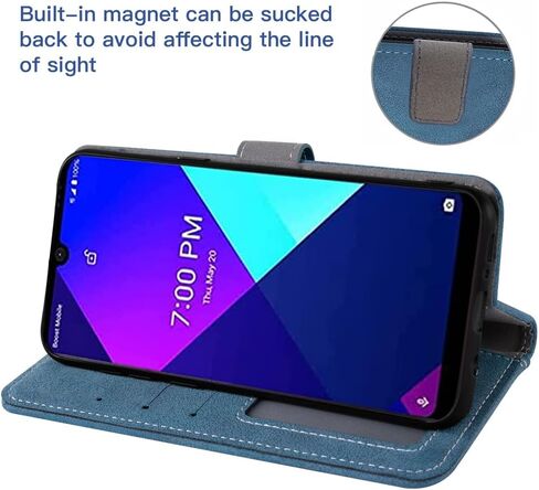 Asuwish for Wiko Life 3 U316AT Wallet Phone Case, Stand Case with Tempered Glass Screen Protector, Flip Card Holder Slot Shockproof Kickstand Cell Protective Cover for WikoLife3 Life3 Women Men Blue in Saudi Arabia