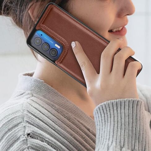 Moto Edge 2021 Case, Motorola Moto Edge 2021/Moto Edge 5G UW Wallet Case with Card Holder, PU Leather ID Credit Card Slots Snap Buttons Clousure TPU Frame Bumper Back Flip Phone Cover [Brown] in Saudi Arabia