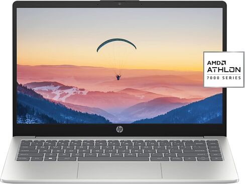 HP 14 inch Laptop, HD Display, AMD Athlon Gold 7220U, 4 GB RAM, 128 GB SSD, AMD Radeon Graphics, Windows 11 Home in S Mode, 14-em0010nr (2023),Silver in Saudi Arabia