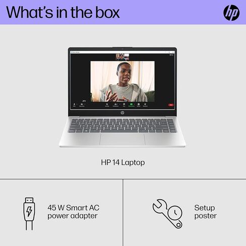 HP 14 inch Laptop, HD Display, AMD Athlon Gold 7220U, 4 GB RAM, 128 GB SSD, AMD Radeon Graphics, Windows 11 Home in S Mode, 14-em0010nr (2023),Silver in Saudi Arabia
