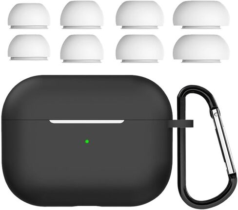 متوافق مع مجموعة سماعات الأذن AirPods Pro 2nd First Case، غطاء ناعم من السيليكون مكون من 4 أزواج من أغطية الأذن مع مجموعة ملحقات حلقة تعليق متوافقة مع AirPods Pro الجيل الثاني باللون الأسود in Kuwait