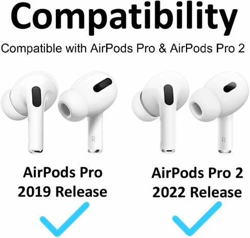 متوافق مع مجموعة سماعات الأذن AirPods Pro 2nd First Case، غطاء ناعم من السيليكون مكون من 4 أزواج من أغطية الأذن مع مجموعة ملحقات حلقة تعليق متوافقة مع AirPods Pro الجيل الثاني باللون الأسود in Kuwait