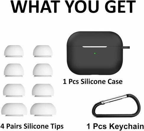 متوافق مع مجموعة سماعات الأذن AirPods Pro 2nd First Case، غطاء ناعم من السيليكون مكون من 4 أزواج من أغطية الأذن مع مجموعة ملحقات حلقة تعليق متوافقة مع AirPods Pro الجيل الثاني باللون الأسود in Kuwait