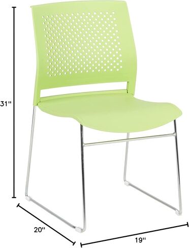 كرسي مكتب نوروود التجاري للأثاث المصنوع من الكروم مع ظهر مقعد مثقوب (عبوة من 5 قطع)، أزرق لامع in Kuwait