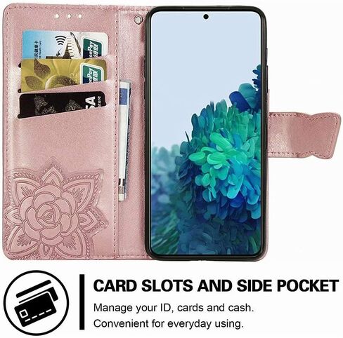 MEUPZZK Wallet Case for Samsung Galaxy S21 Ultra, Embossed Butterfly Flower Premium PU Leather [Folio Flip][Kickstand][Card Slots][Wrist Strap][6.8 inch] Cover for Samsung S21 Ultra (A-Lavender) in Kuwait