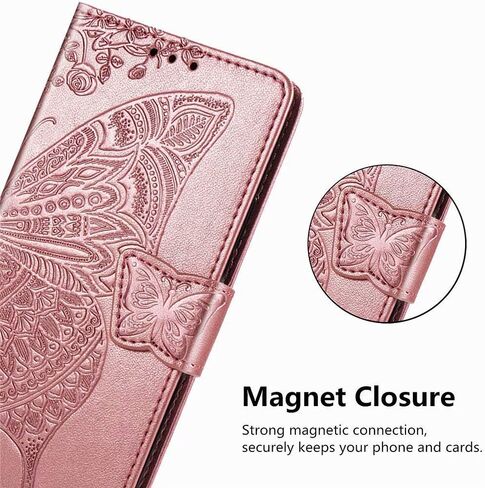 MEUPZZK Wallet Case for Samsung Galaxy S21 Ultra, Embossed Butterfly Flower Premium PU Leather [Folio Flip][Kickstand][Card Slots][Wrist Strap][6.8 inch] Cover for Samsung S21 Ultra (A-Lavender) in Kuwait