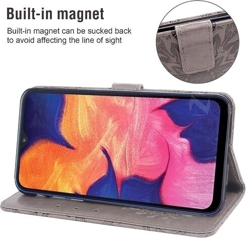 Phone Case for Samsung Galaxy A10e Wallet Cases with Tempered Glass Screen Protector and Leather Magnetic Flip Cover Card Holder Stand Cell Accessories Glaxay A 10e Gaxaly 10ae S102DL Women Men Gray in Saudi Arabia