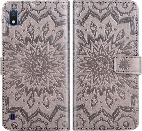 Phone Case for Samsung Galaxy A10e Wallet Cases with Tempered Glass Screen Protector and Leather Magnetic Flip Cover Card Holder Stand Cell Accessories Glaxay A 10e Gaxaly 10ae S102DL Women Men Gray in Saudi Arabia