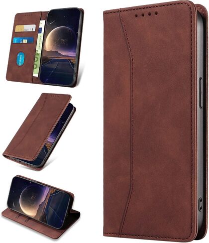 Wallet Case for Google Pixel 6 Pro with Card Holder, PU Leather Cover Kickstand Magnetic Shockproof TPU Bumper Flip Folio Case for Google 6 Pro (Red) in Saudi Arabia