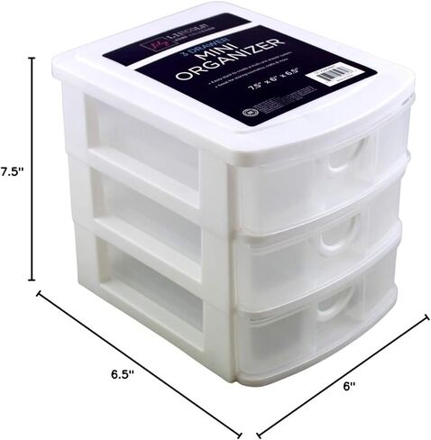 Dependable Industries inc. Essentials 3 Drawer Mini Plastic Organizer Makeup HBA Cosmetics Arts & Crafts Desktop Stationary (Black) in Kuwait