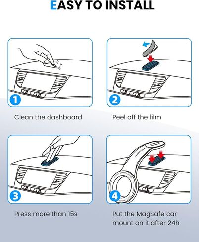 eSamcore 2 Pack Single-Sided 3M VHB Adhesive Pad with Loop Strip Replacement 【Size：72mm X 45mm】 Only Compatible with Magsafe Car Mount Detachable【#253】 in Saudi Arabia