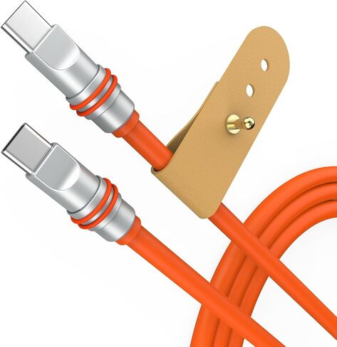 Hichain USB C Charger Cable Orange 6.5 ft, Type C Fast Charging Cord 100W Silicone Data Transfer Chubby Cable for Phone Samsung Galaxy Pixel Xiaomi PS5 WH-CCO6.5 in Saudi Arabia