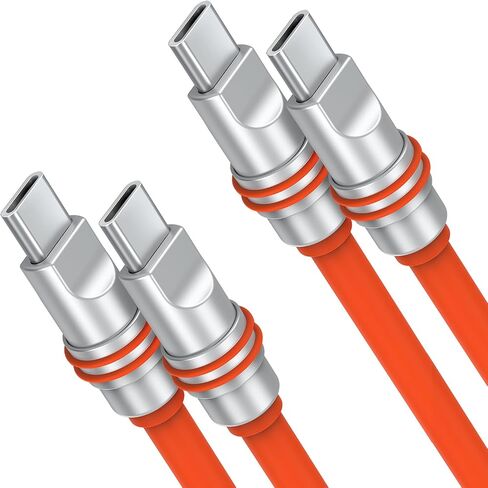 Hichain USB C Charger Cable Orange 6.5 ft, Type C Fast Charging Cord 100W Silicone Data Transfer Chubby Cable for Phone Samsung Galaxy Pixel Xiaomi PS5 WH-CCO6.5 in Saudi Arabia