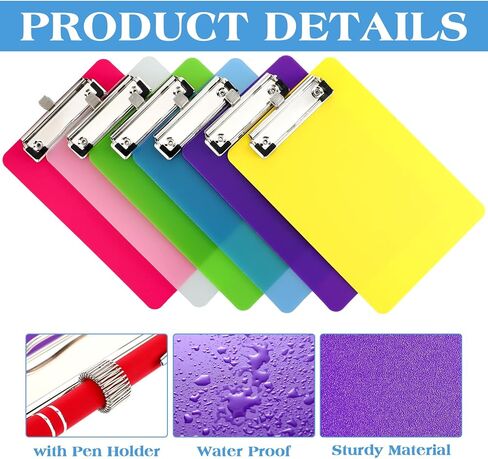 Qilery 24 Pcs Bulk Mini Clipboards with Pen Holder Clip A5 Memo Clipboard 6x9 Small Plastic Clipboard for School Office Restaurant Cafe Hotel Shopping List, Pen not Included (Blue) in Saudi Arabia