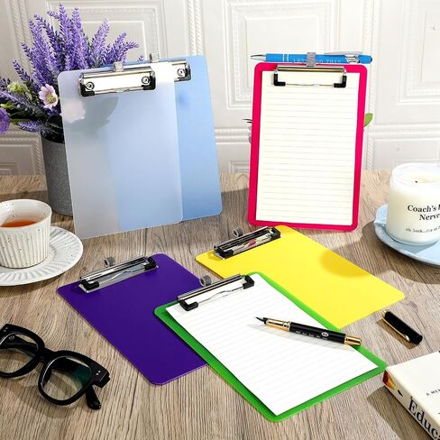 Qilery 24 Pcs Bulk Mini Clipboards with Pen Holder Clip A5 Memo Clipboard 6x9 Small Plastic Clipboard for School Office Restaurant Cafe Hotel Shopping List, Pen not Included (Blue) in Saudi Arabia