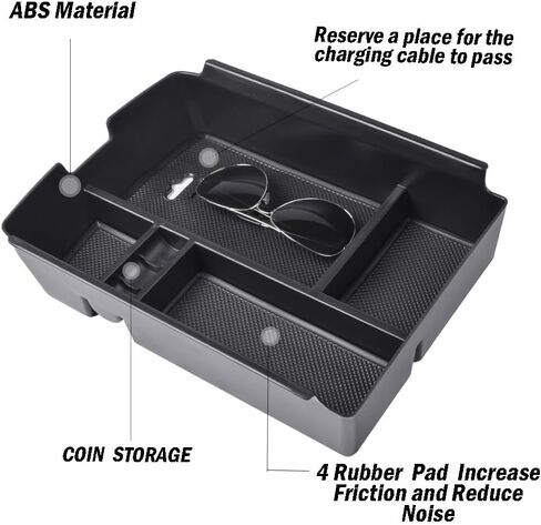 TACOBRO Center Console Organizer Tray Compatible with Atlas Accessories 2018 2019 2020 2021 2022 2023 Cross Sport Armrest Glove Box Secondary Storage Divider ABS Materials - Black Trim in Saudi Arabia