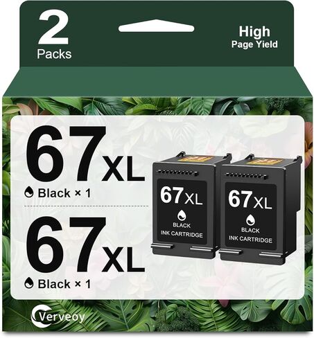 خرطوشة حبر سوداء 67XL متوافقة مع HP Ink 67 Black خراطيش حبر 67XL 67 XL سوداء معاد تصنيعها متوافقة مع طابعة HP DeskJet 2755e 2700 2700e 4100 Envy 6000 6055e 6400 6458e (2 أسود) in Kuwait