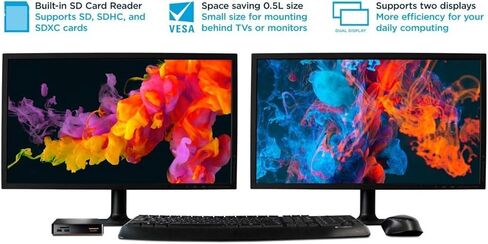 كمبيوتر مكوك صغير NC01U3 إنتل i3 | 16 جيجا رام | 500 جيجا اس اس دي | W10P | اتش دي ام اي، منفذ عرض صغير | واي فاي 2.4/5G | بلوتوث | جيجابت إيثرنت | دعم 4K | قارئ بطاقة SD in Kuwait