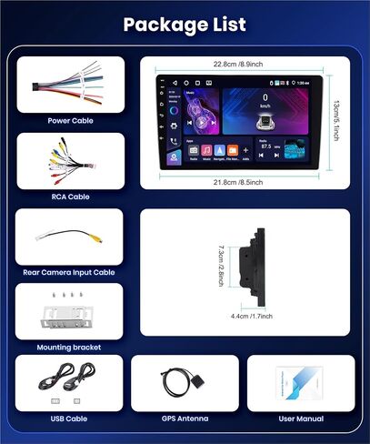 ستيريو سيارة أندرويد 9 بوصة 4G+64G، Carplay Android Auto MirrorLink، Podofo HD IPS 1280 * 720P شاشة لمس 4 كور راديو بلوتوث مع صوت DSP 32 EQ GPS WiFi FM/RDS كاميرا احتياطية in Saudi Arabia