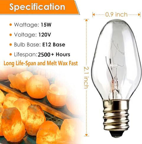 Wax Warmer Bulbs,40W Light Bulbs for Candle Lamp Wax Melter, E12 Candelabra Base Round Light Bulb for Chandelier,Table Lamp, Wall Sconces,G50/120V,6Pack in Saudi Arabia