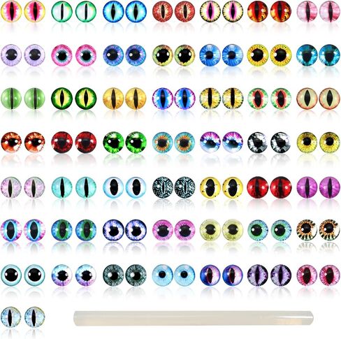 TOAOB 100pcs Assorted Colors Glass Dragon Eyes 8mm Crafts Cabochons for Clay Doll Making Sculptures Props and DIY Jewelry Making Findings in Saudi Arabia