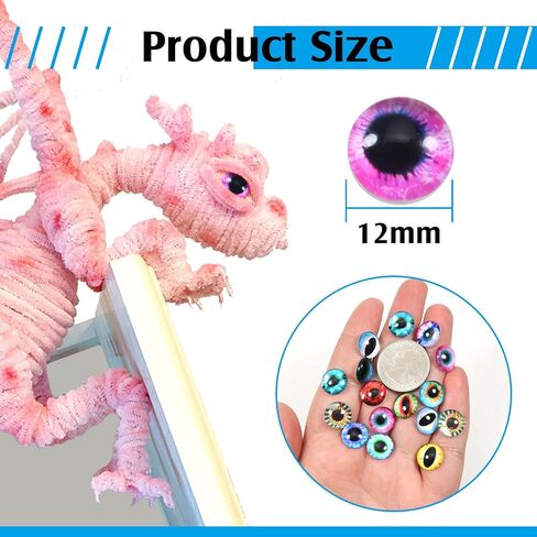 TOAOB 100pcs Assorted Colors Glass Dragon Eyes 8mm Crafts Cabochons for Clay Doll Making Sculptures Props and DIY Jewelry Making Findings in Saudi Arabia