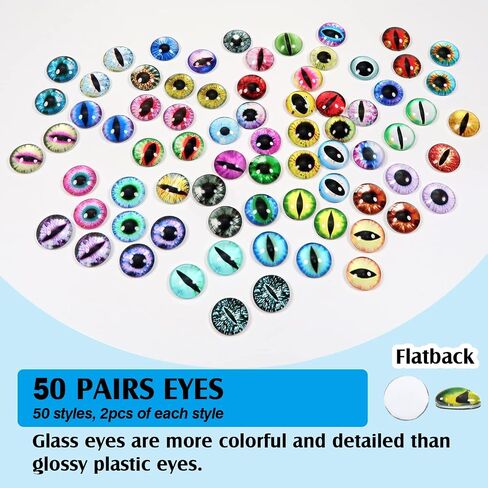 TOAOB 100pcs Assorted Colors Glass Dragon Eyes 8mm Crafts Cabochons for Clay Doll Making Sculptures Props and DIY Jewelry Making Findings in Saudi Arabia