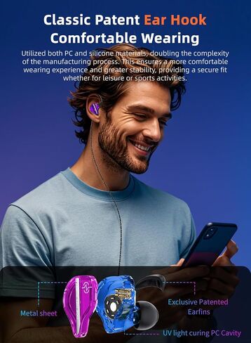 keephifi DC01 Pro in Ear Monitor Headphones, 1DD Bass Earbuds Gaming IEMs V-shape Tuning Hifi IEM, Drum Headphone Wired Earbuds inear Earphones with 2Pin-Z Detachable OFC cables for Singers, Musicians in Kuwait