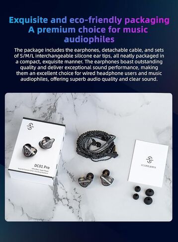 keephifi DC01 Pro in Ear Monitor Headphones, 1DD Bass Earbuds Gaming IEMs V-shape Tuning Hifi IEM, Drum Headphone Wired Earbuds inear Earphones with 2Pin-Z Detachable OFC cables for Singers, Musicians in Kuwait