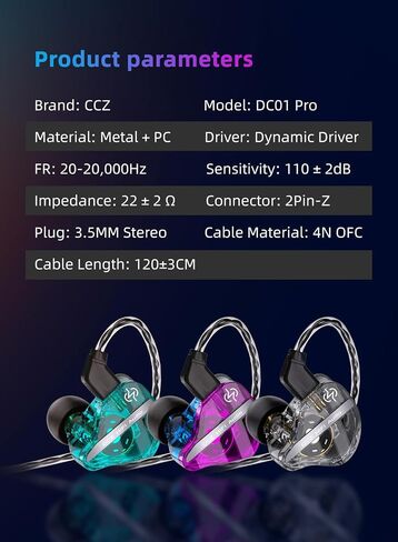keephifi DC01 Pro in Ear Monitor Headphones, 1DD Bass Earbuds Gaming IEMs V-shape Tuning Hifi IEM, Drum Headphone Wired Earbuds inear Earphones with 2Pin-Z Detachable OFC cables for Singers, Musicians in Kuwait