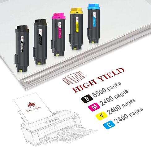 استبدال خرطوشة الحبر المتوافقة مع Toner Kingdom لطابعة Xerox Phaser 6510 Xerox WorkCentre 6515 لطابعة Xerox 6510dn 6515dn 106R03477 106R03478 106R03479 106R03480 (5 عبوات) in Kuwait